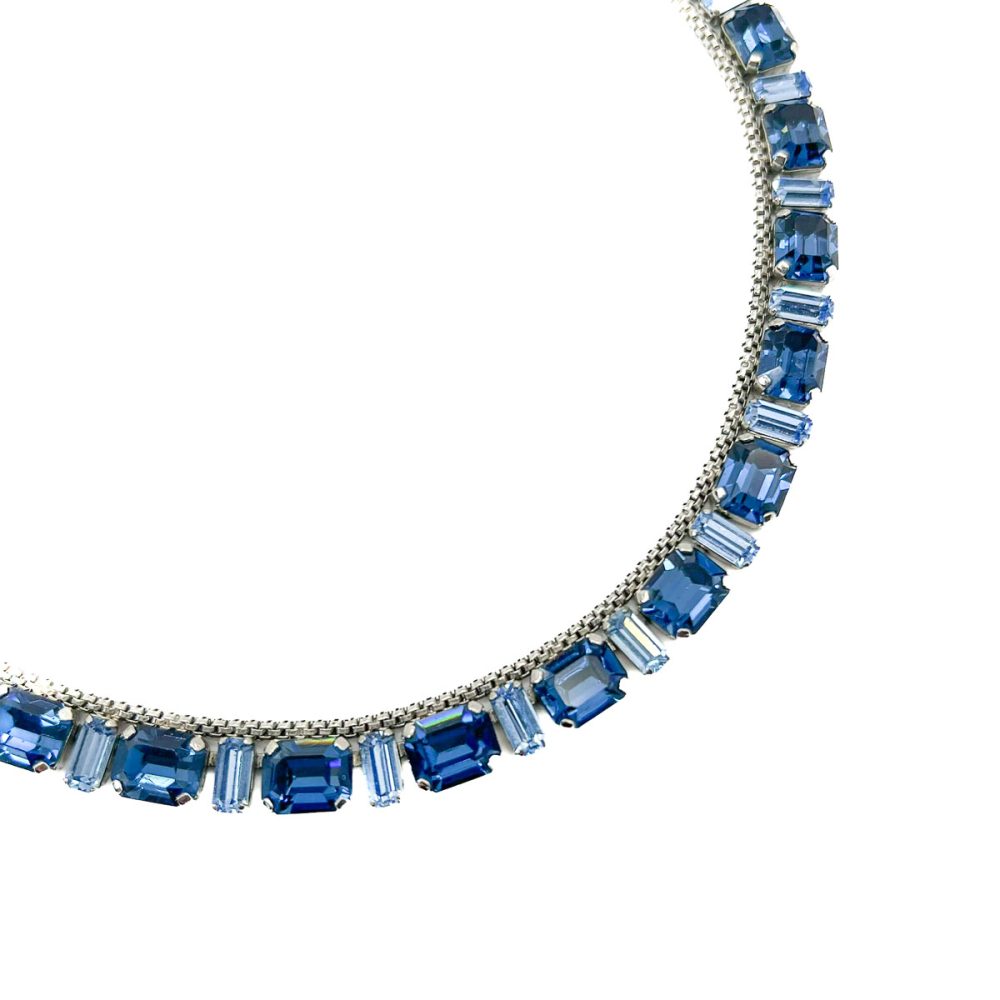 Vintage Emerald Cut Crystal Riviere