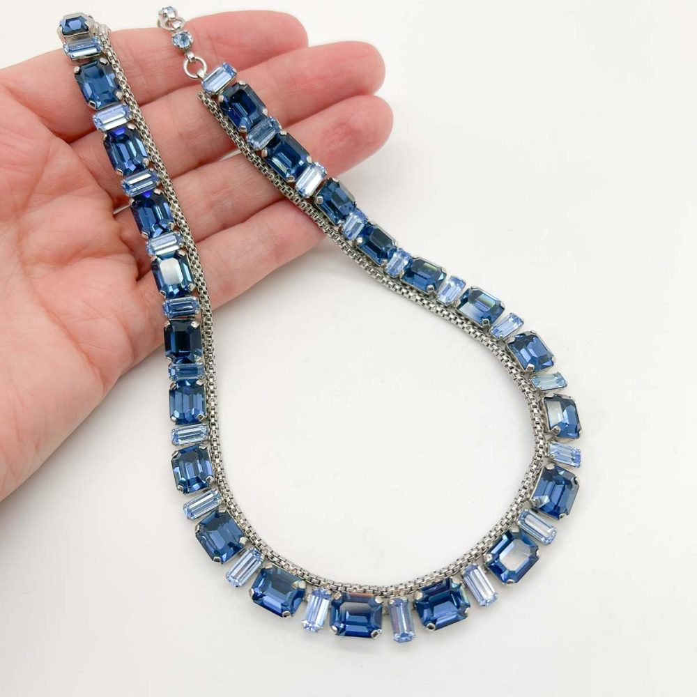 Vintage Emerald Cut Crystal Riviere