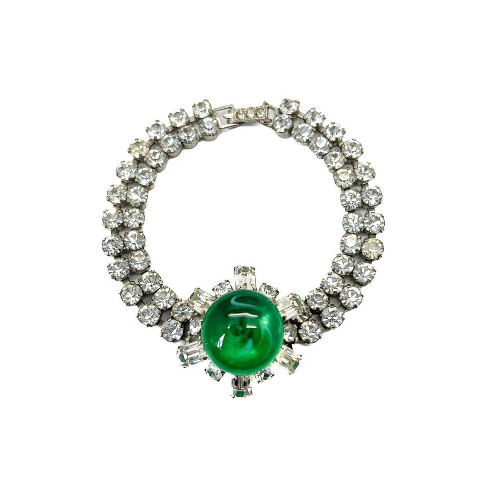 Vintage French Emerald Glass Bracelet