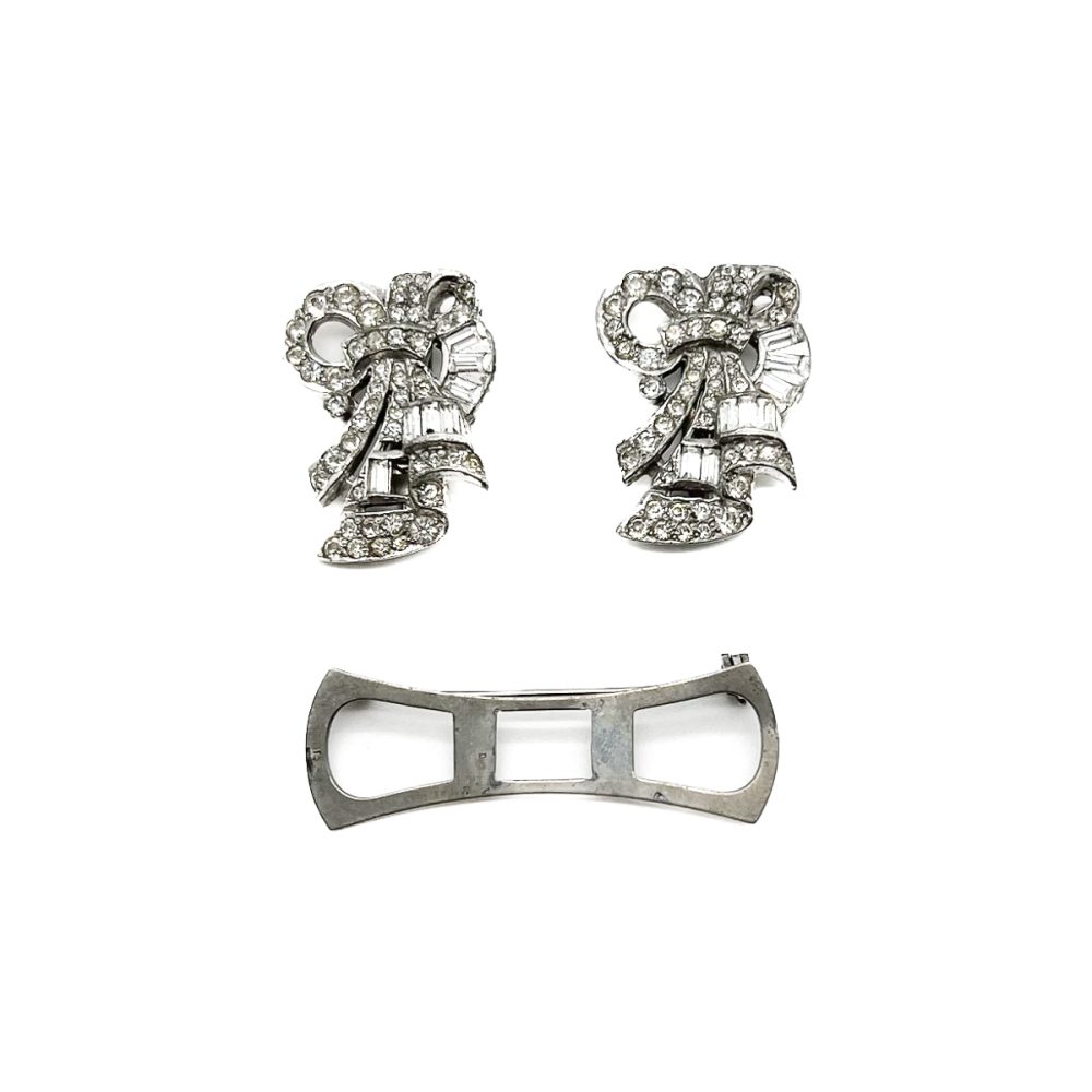 Vintage bow double dress clip
