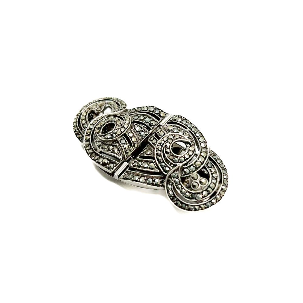 Vintage marcasite double dress clip