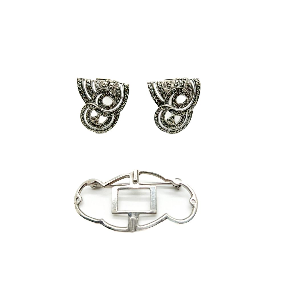 Vintage marcasite double dress clip