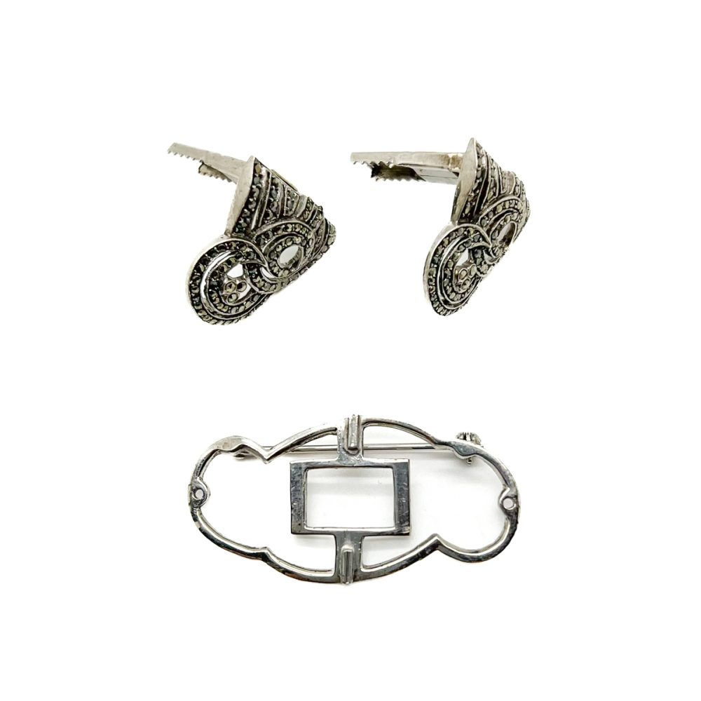 Vintage marcasite double dress clip