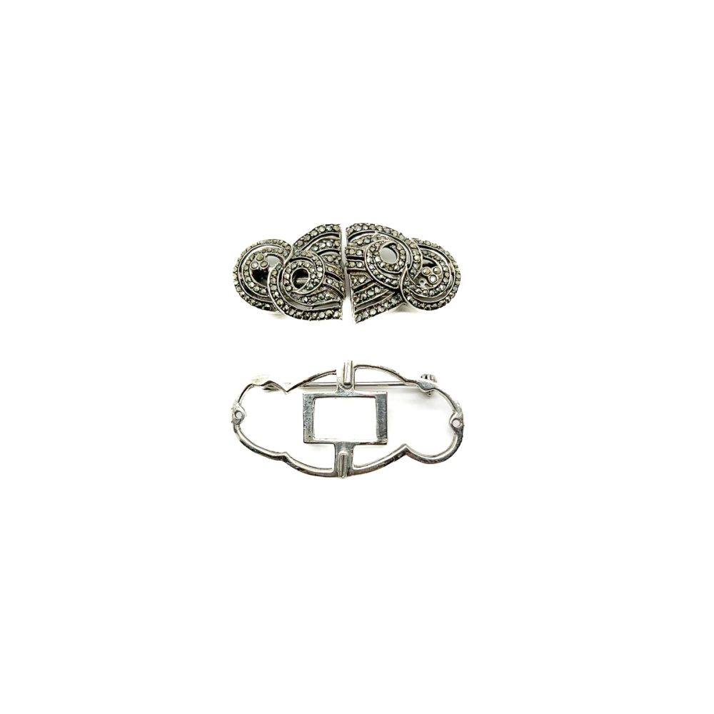 Vintage marcasite double dress clip
