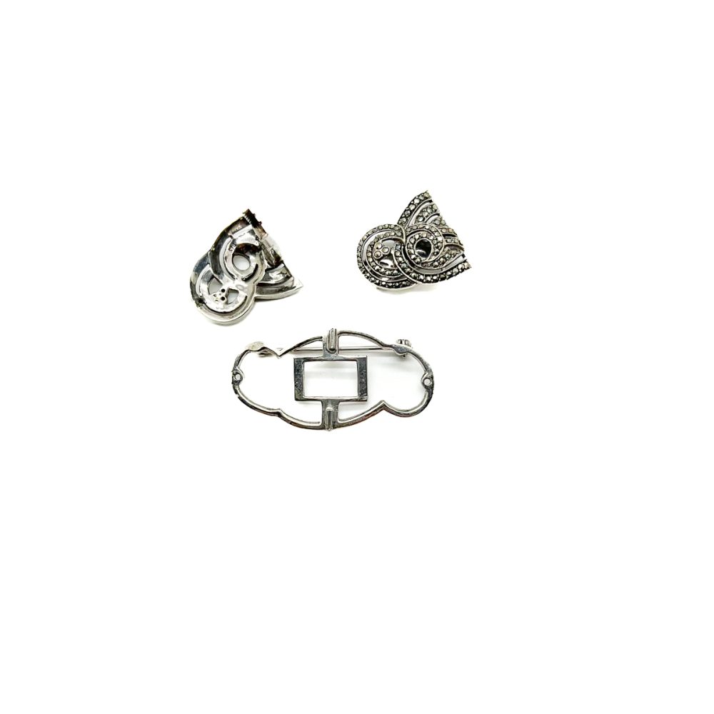 Vintage marcasite double dress clip