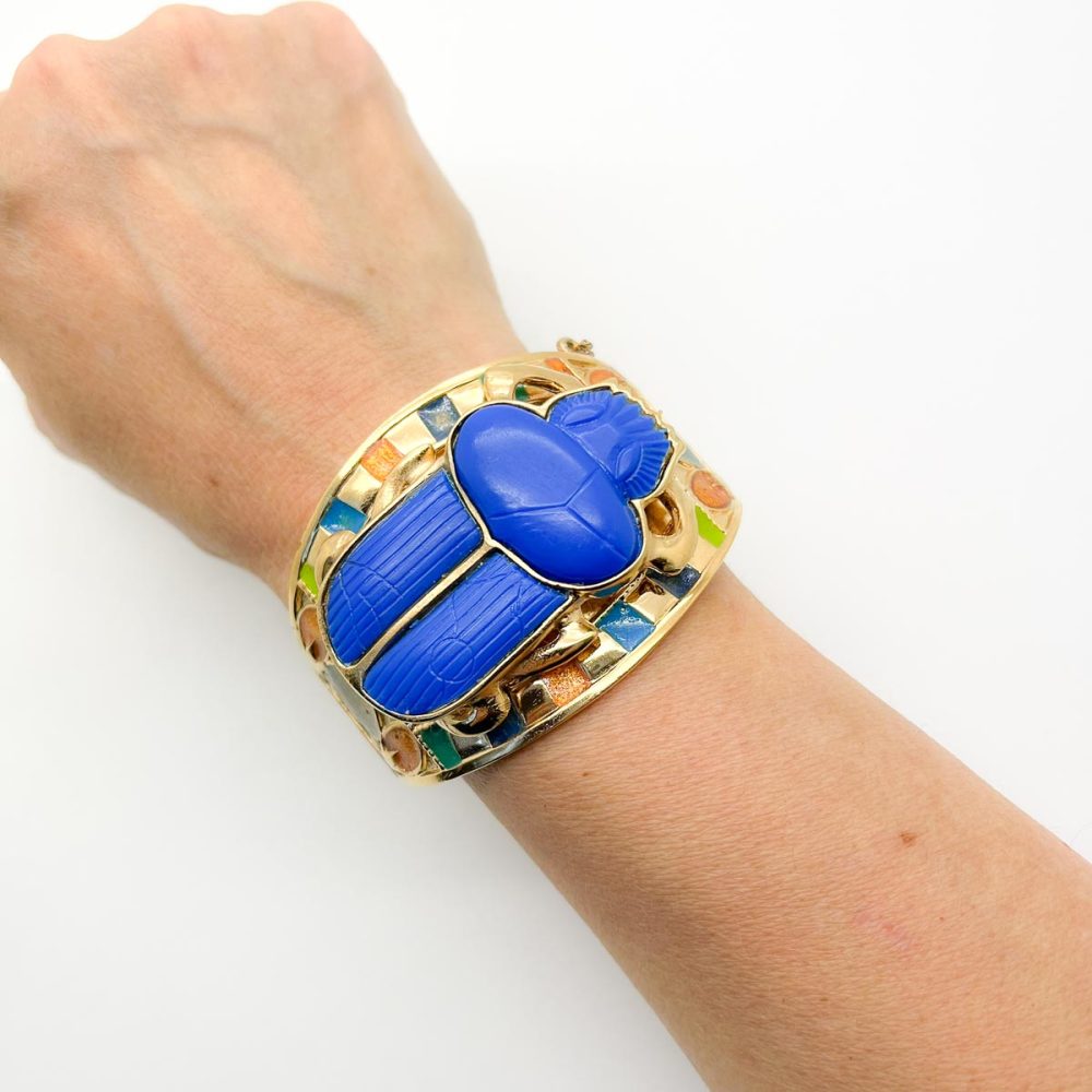 Vintage Fattorini Winged Scarab Necklace and Cuff