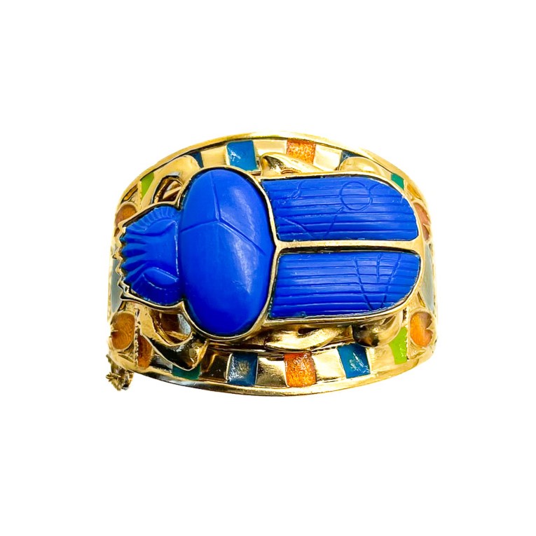 Vintage Fattorini Winged Scarab Necklace and Cuff