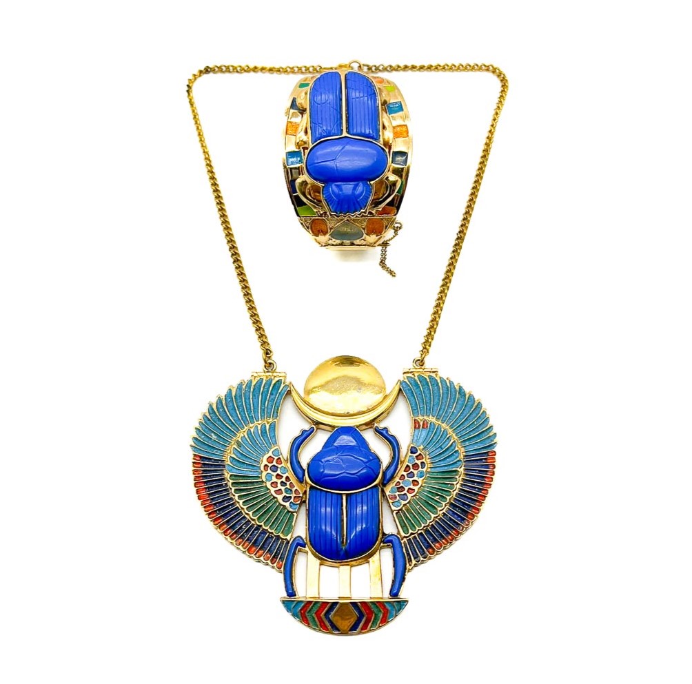 Jennifer Gibson Jewellery 1999 (2) Vintage Fattorini Winged Scarab Necklace and Cuff