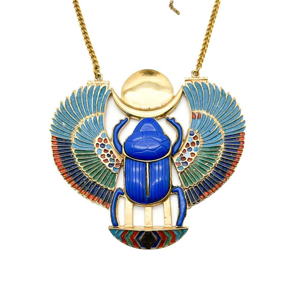 Vintage Fattorini Winged Scarab Necklace and Cuff