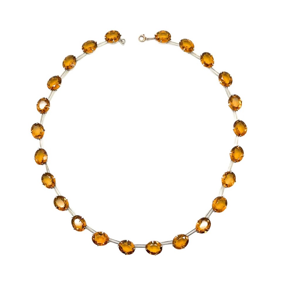 Antique Citrine Paste Riviere Necklace
