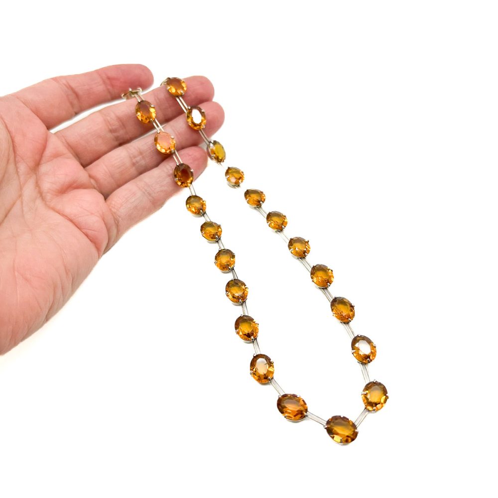 Antique Citrine Paste Riviere Necklace
