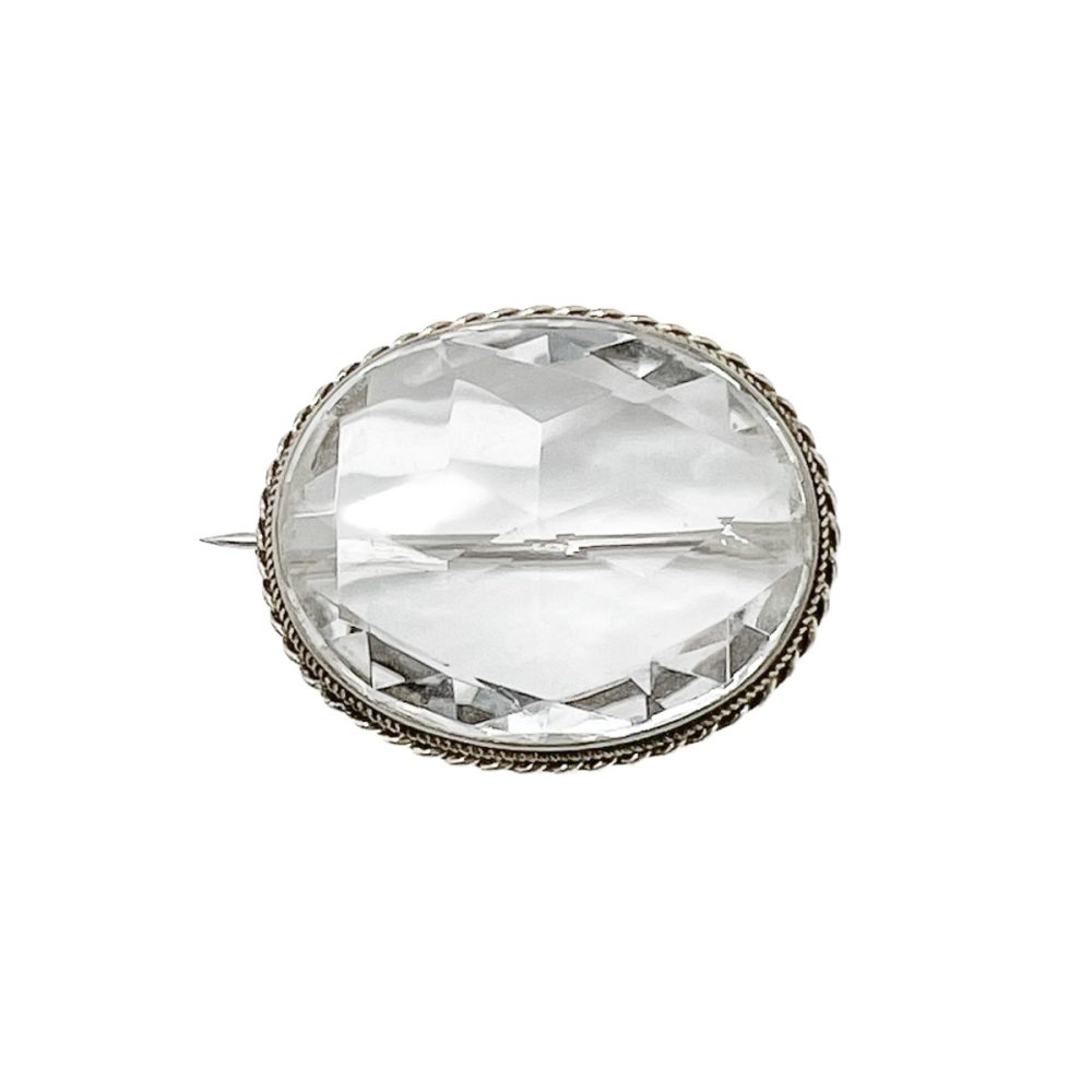 Antique cut crystal brooch
