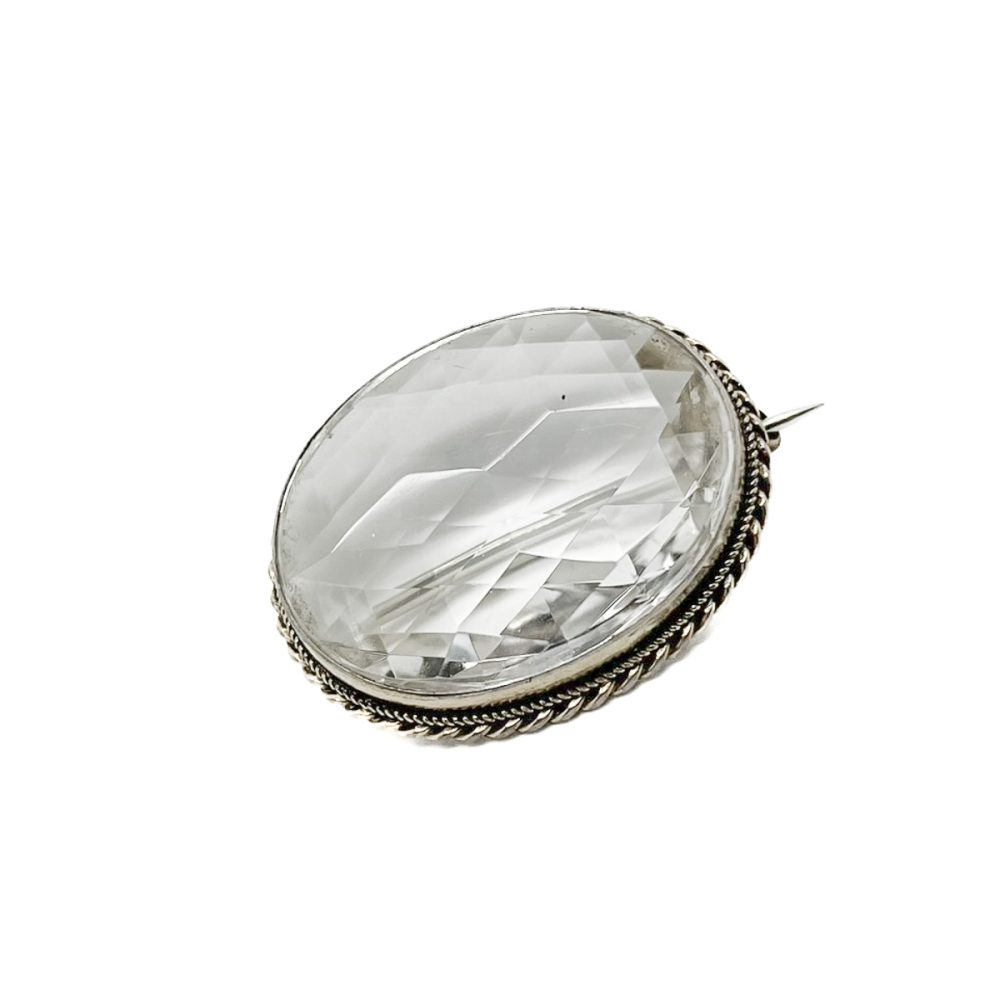 Antique cut crystal brooch