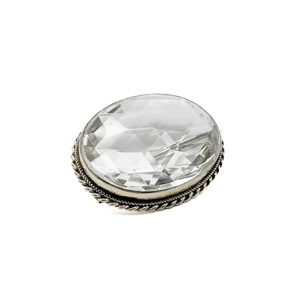 Antique cut crystal brooch