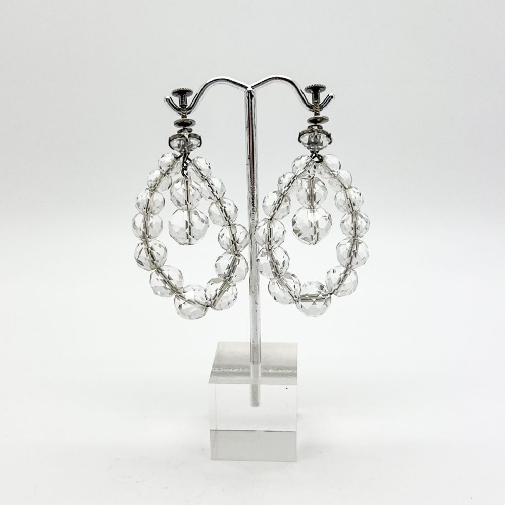 Antique cut crystal hoop earrings