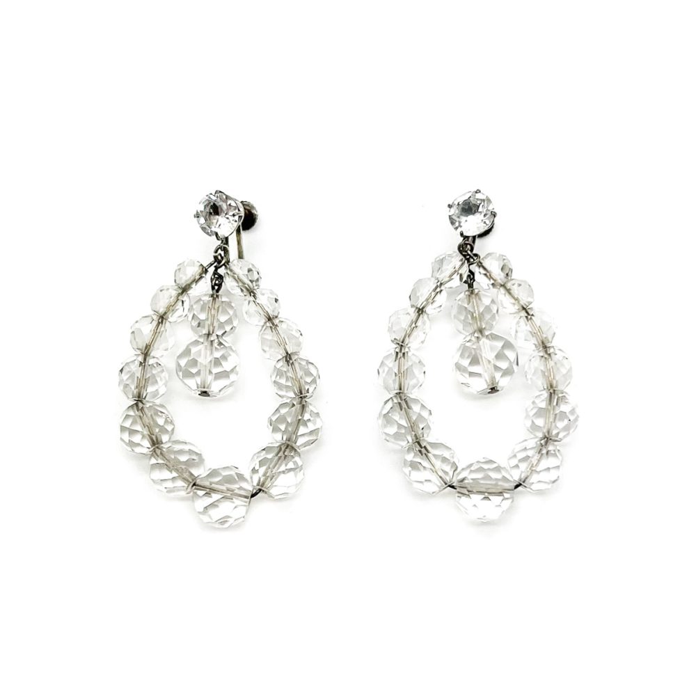 Antique cut crystal hoop earrings