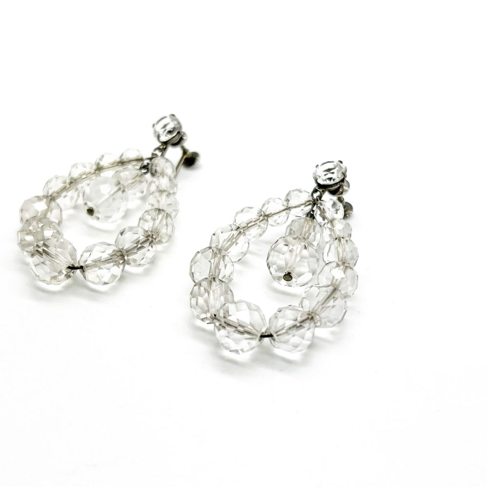 Antique cut crystal hoop earrings