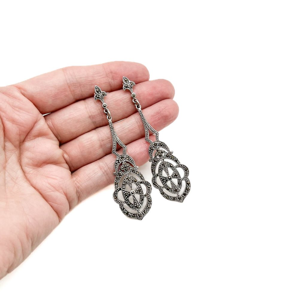 Vintage marcasite drop earrings