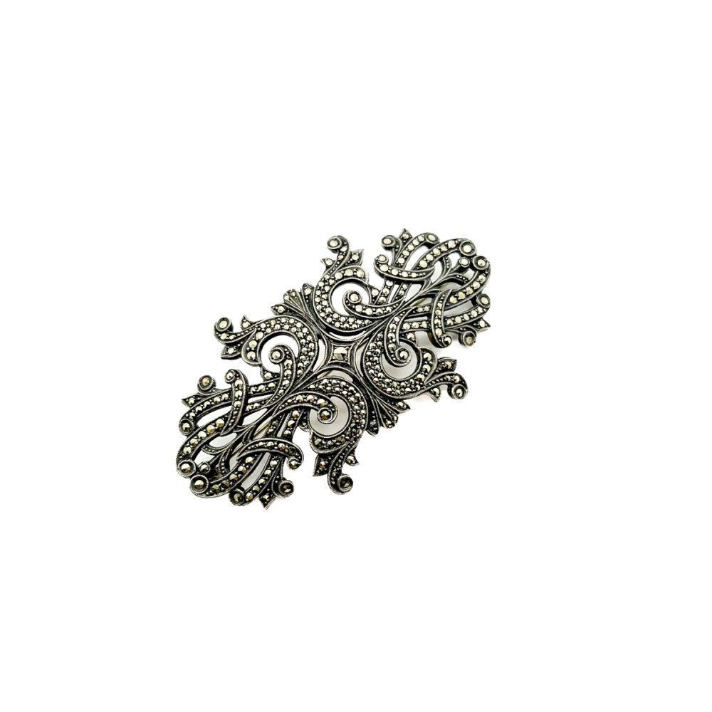 Antique marcasite panel brooch
