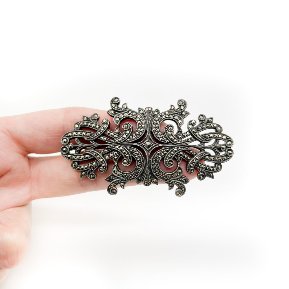 Antique marcasite panel brooch