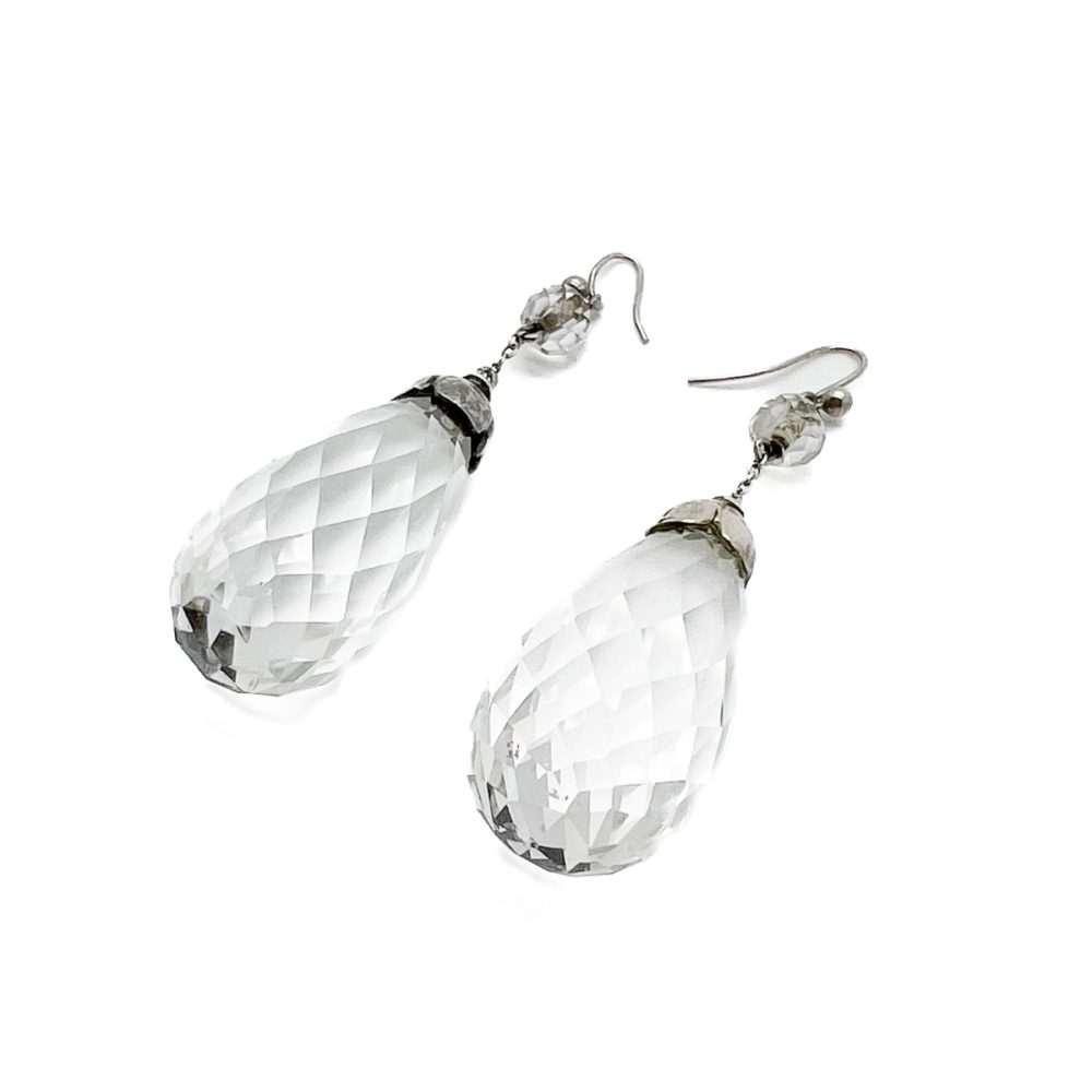 Antique rock crystal bomb drop earrings
