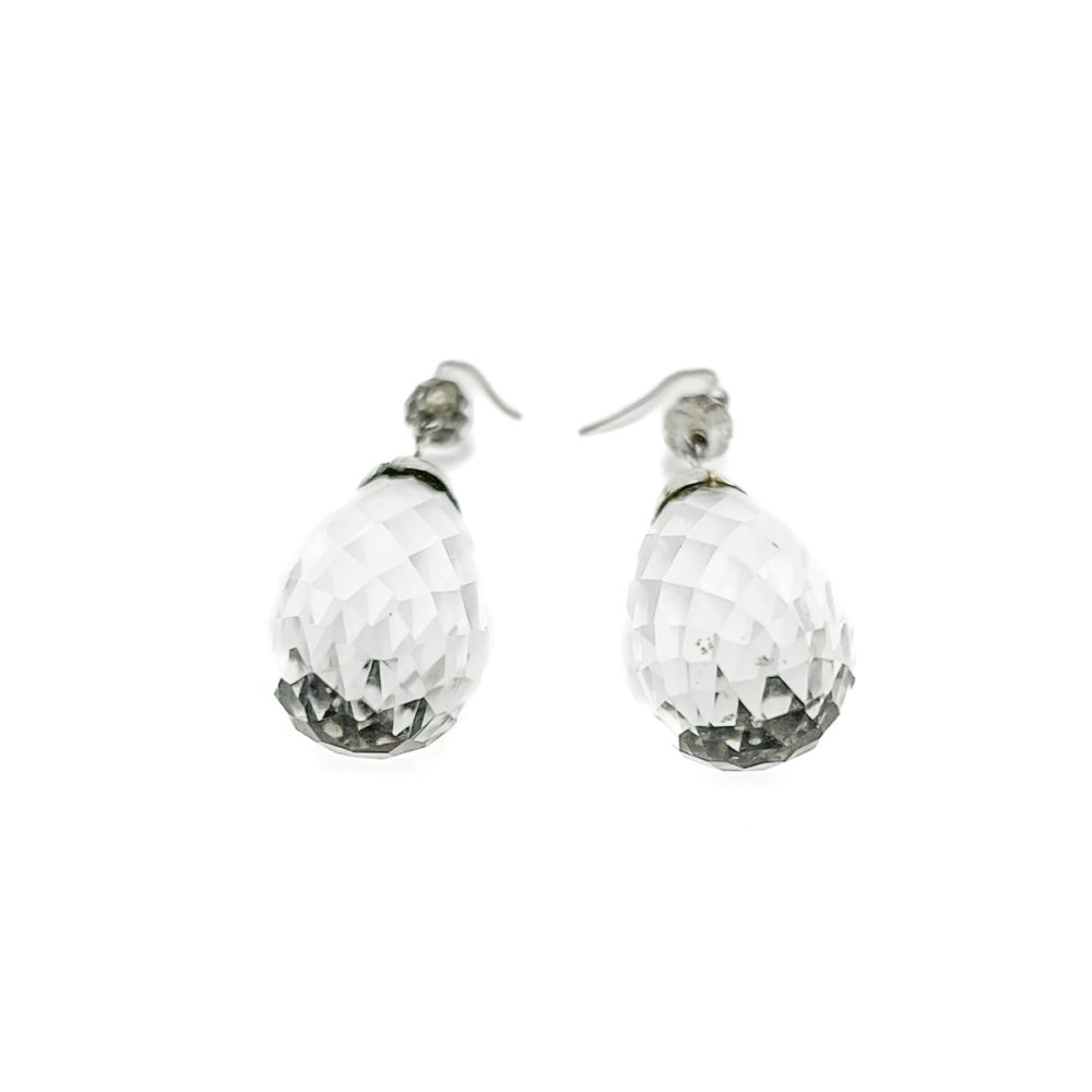 Antique rock crystal bomb drop earrings