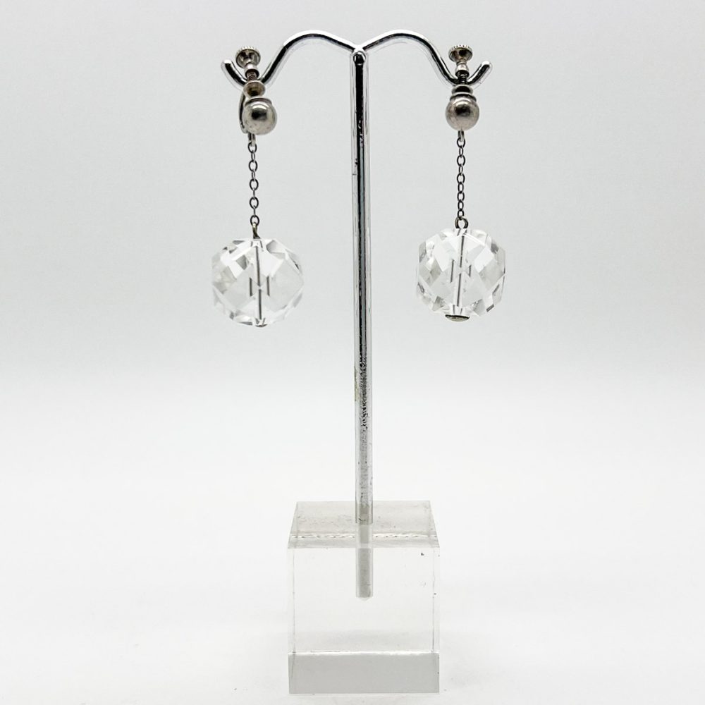 Antique rock crystal bomb drop earrings