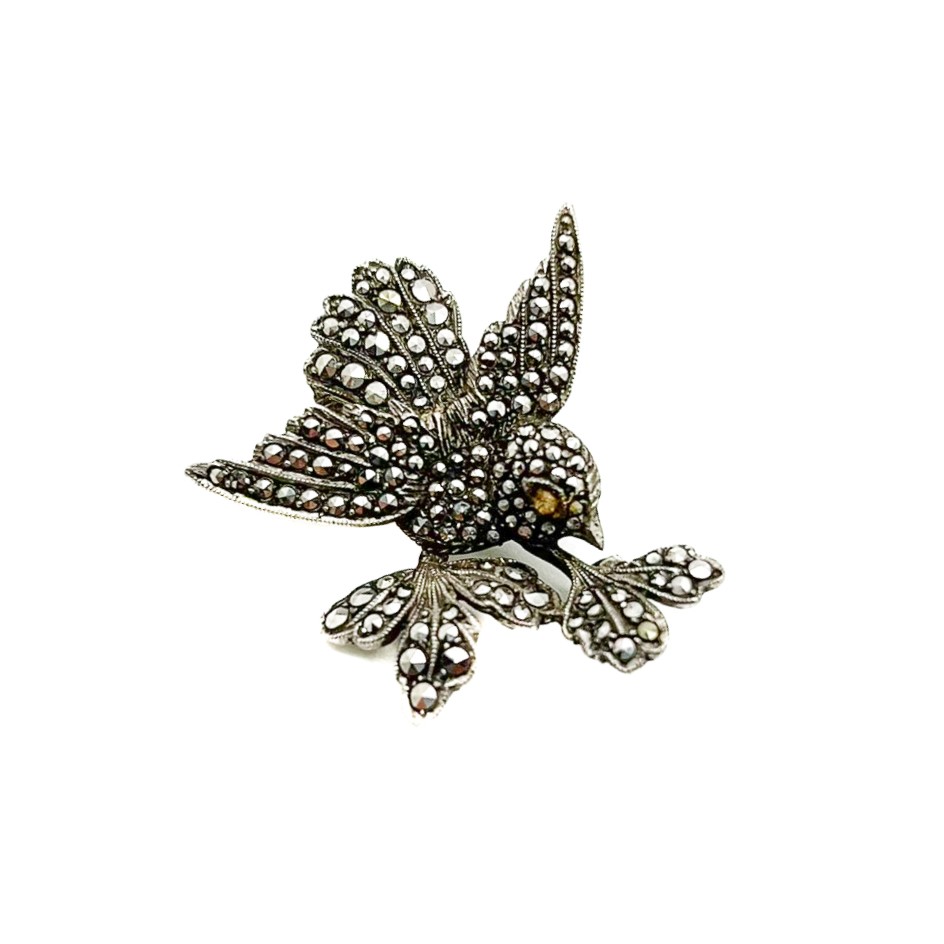Vintage marcasite swallow brooch
