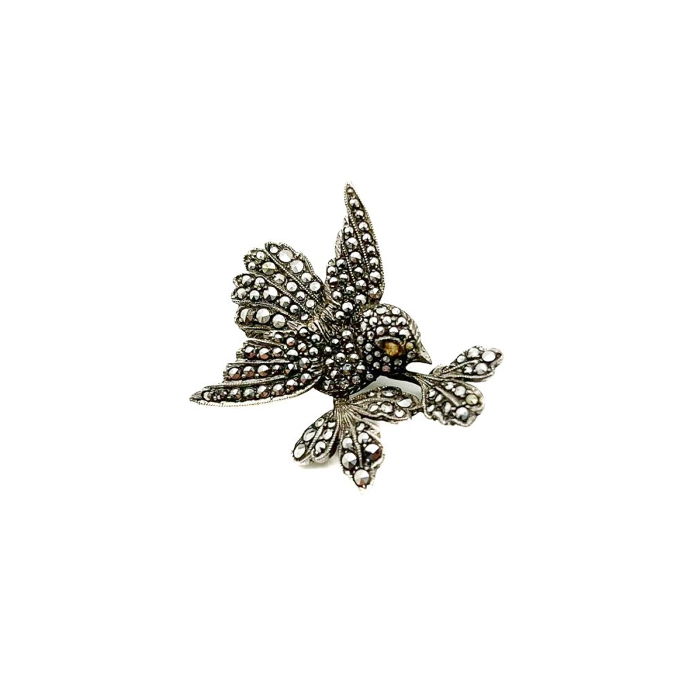 Vintage marcasite swallow brooch