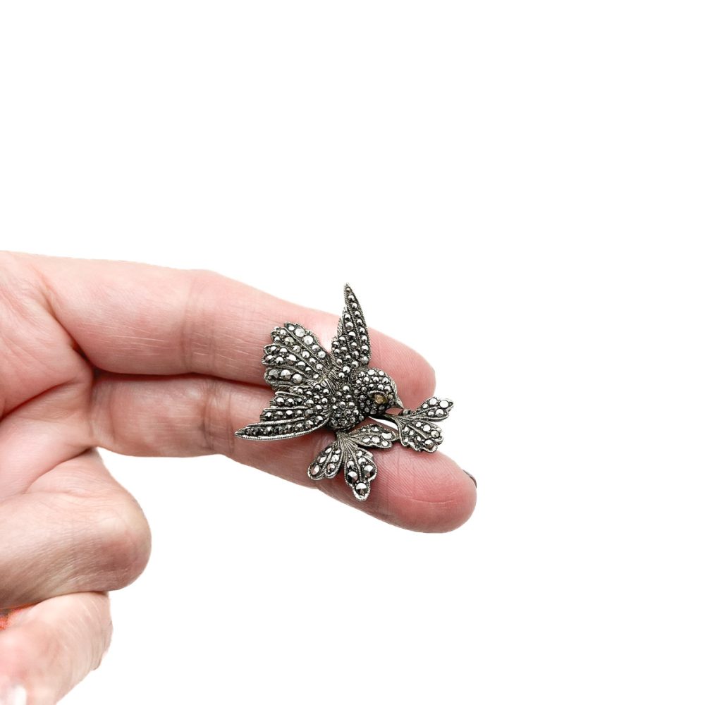 Vintage marcasite swallow brooch