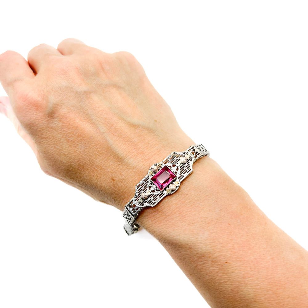 Art deco ruby paste bracelet