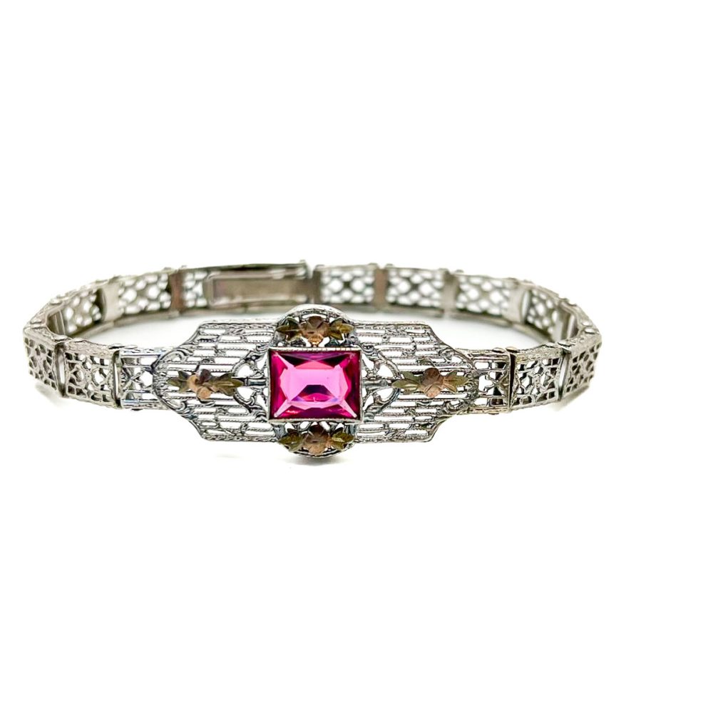 Art deco ruby paste bracelet