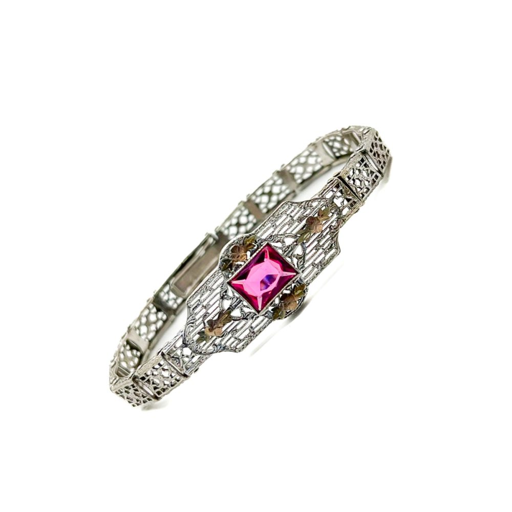 Art deco ruby paste bracelet