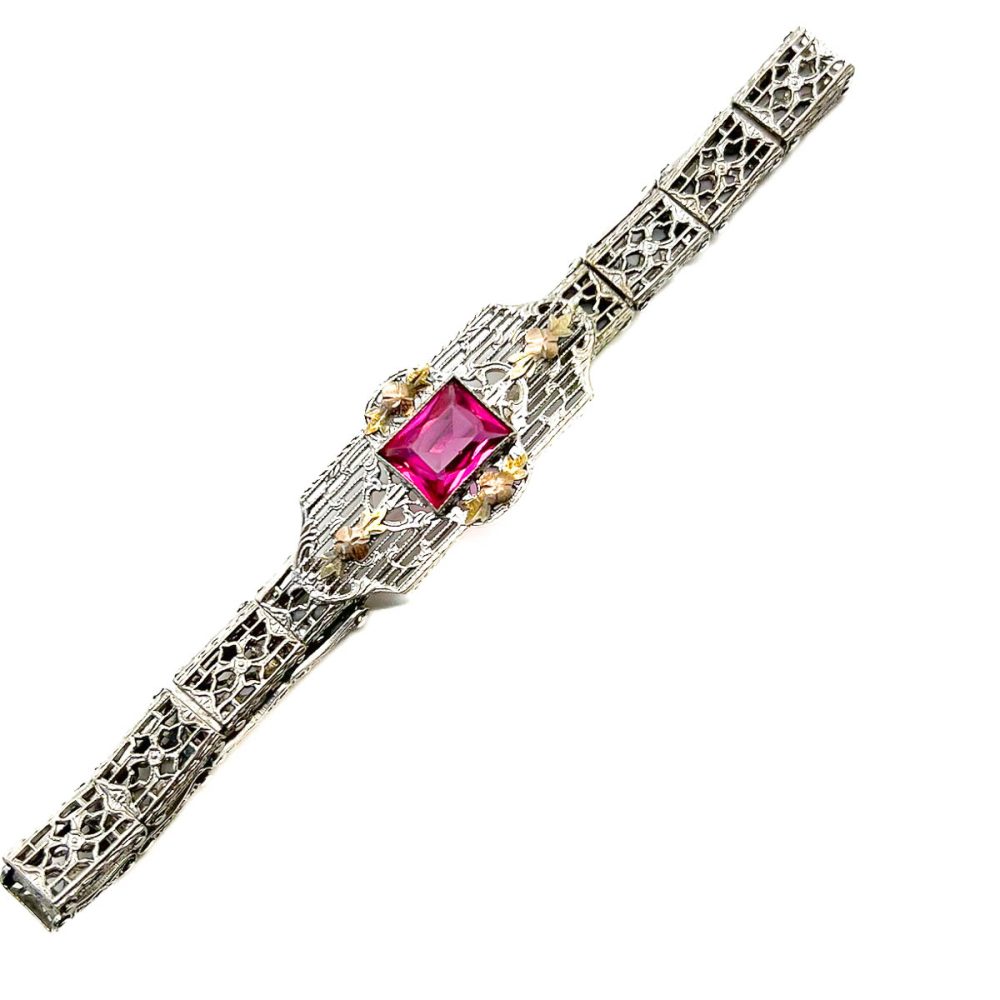Art deco ruby paste bracelet