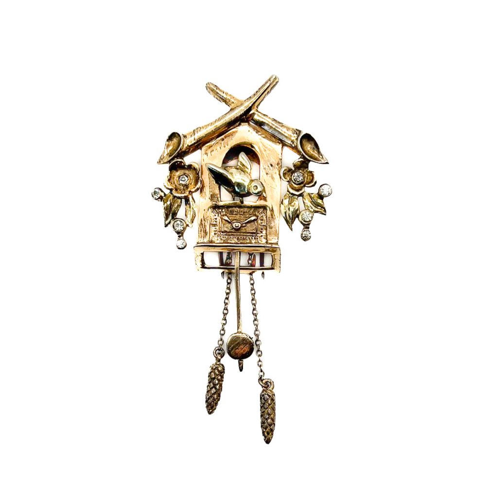 Vintage DeRosa Cuckoo Clock Brooch
