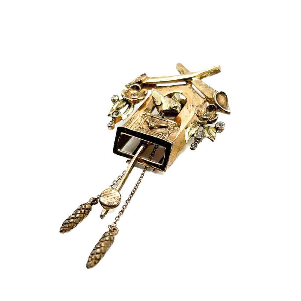 Vintage DeRosa Cuckoo Clock Brooch