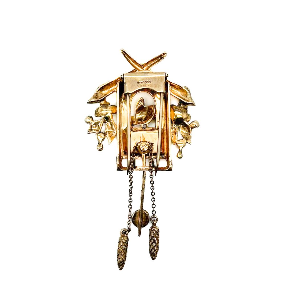 Vintage DeRosa Cuckoo Clock Brooch