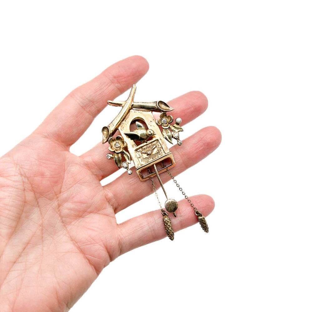 Vintage DeRosa Cuckoo Clock Brooch