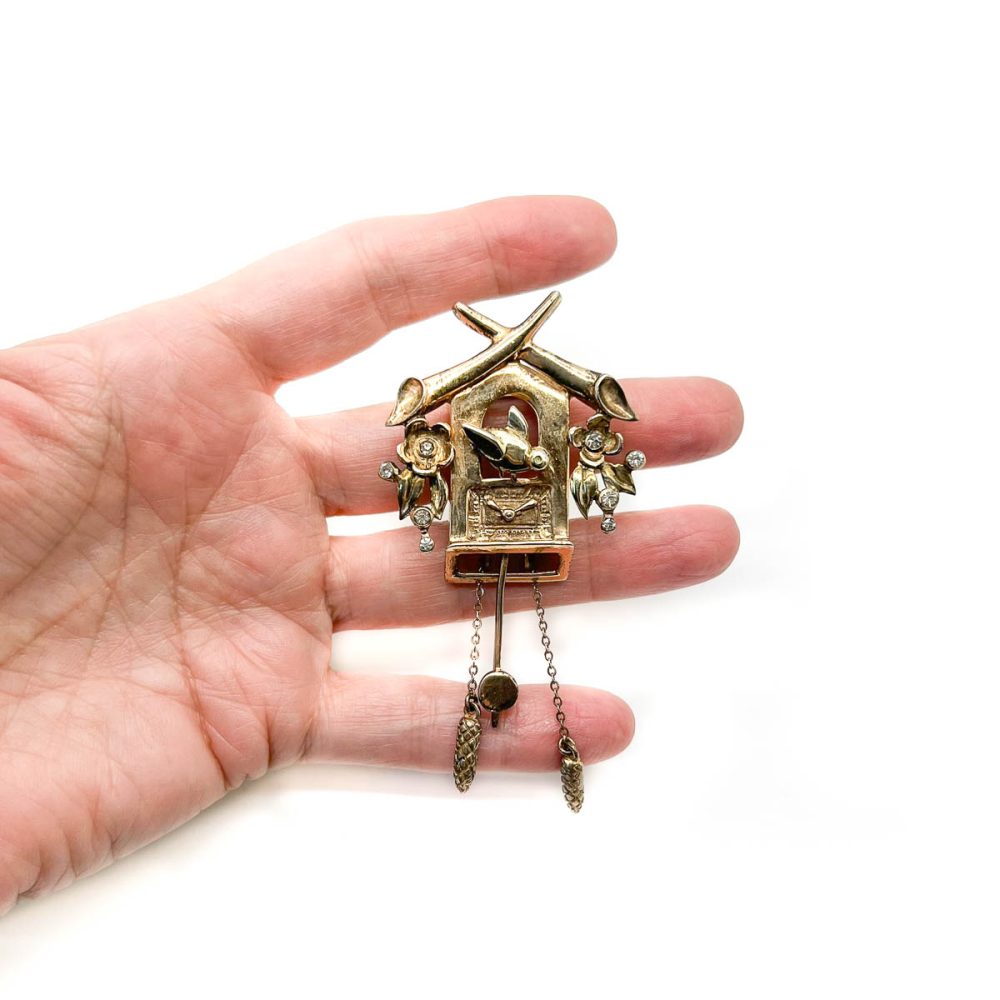 Vintage DeRosa Cuckoo Clock Brooch