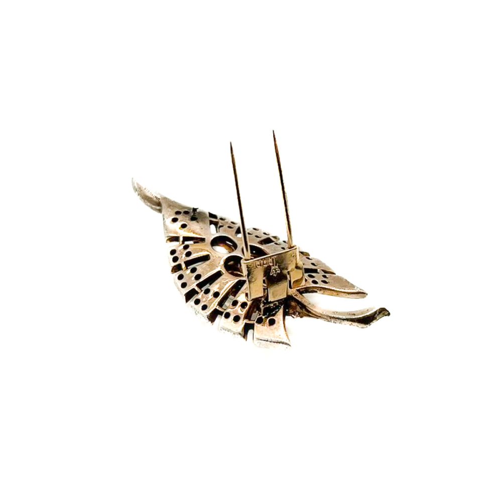 Vintage Crown Trifari Moonstone Leaf Brooch