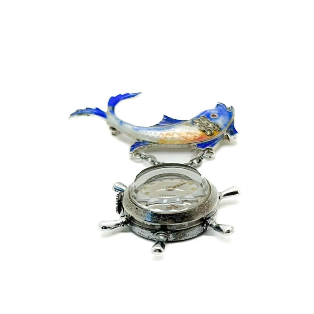 Vintage Fish Fob Watch Brooch