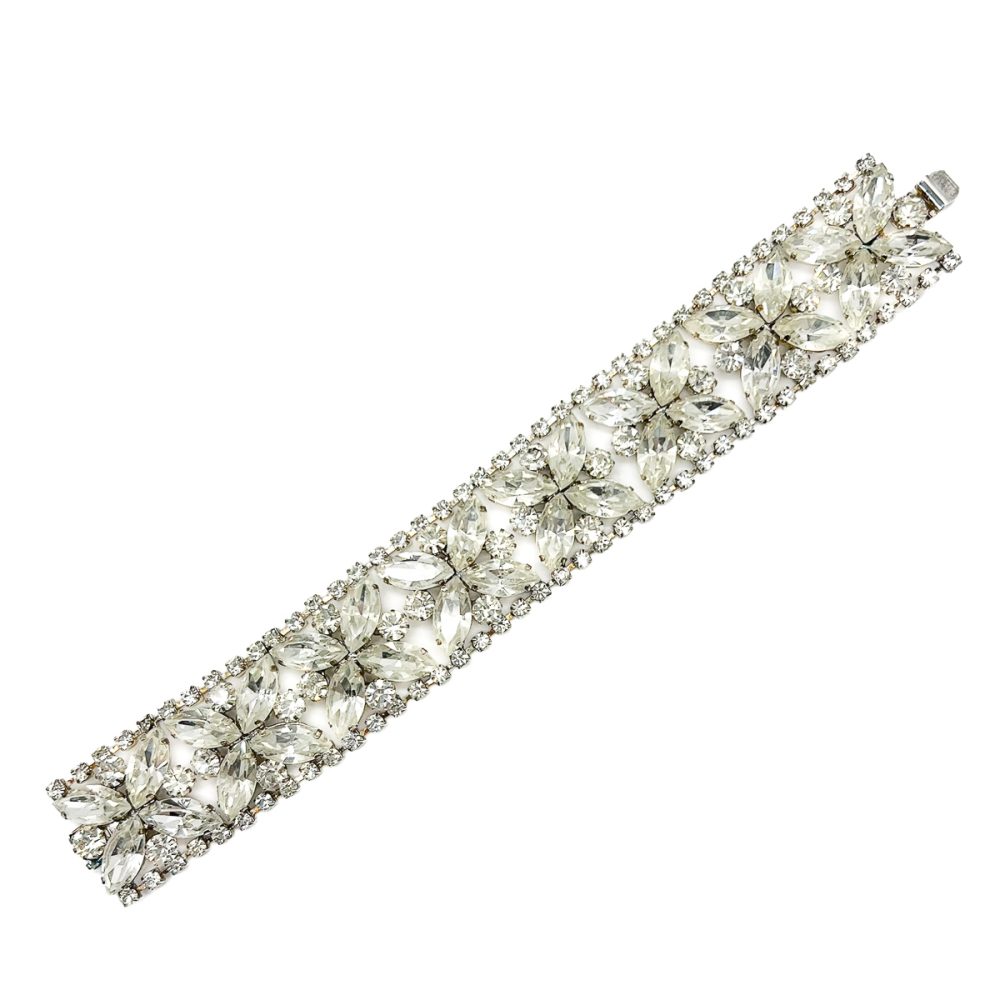 Vintage Floral Rhinestone Cuff
