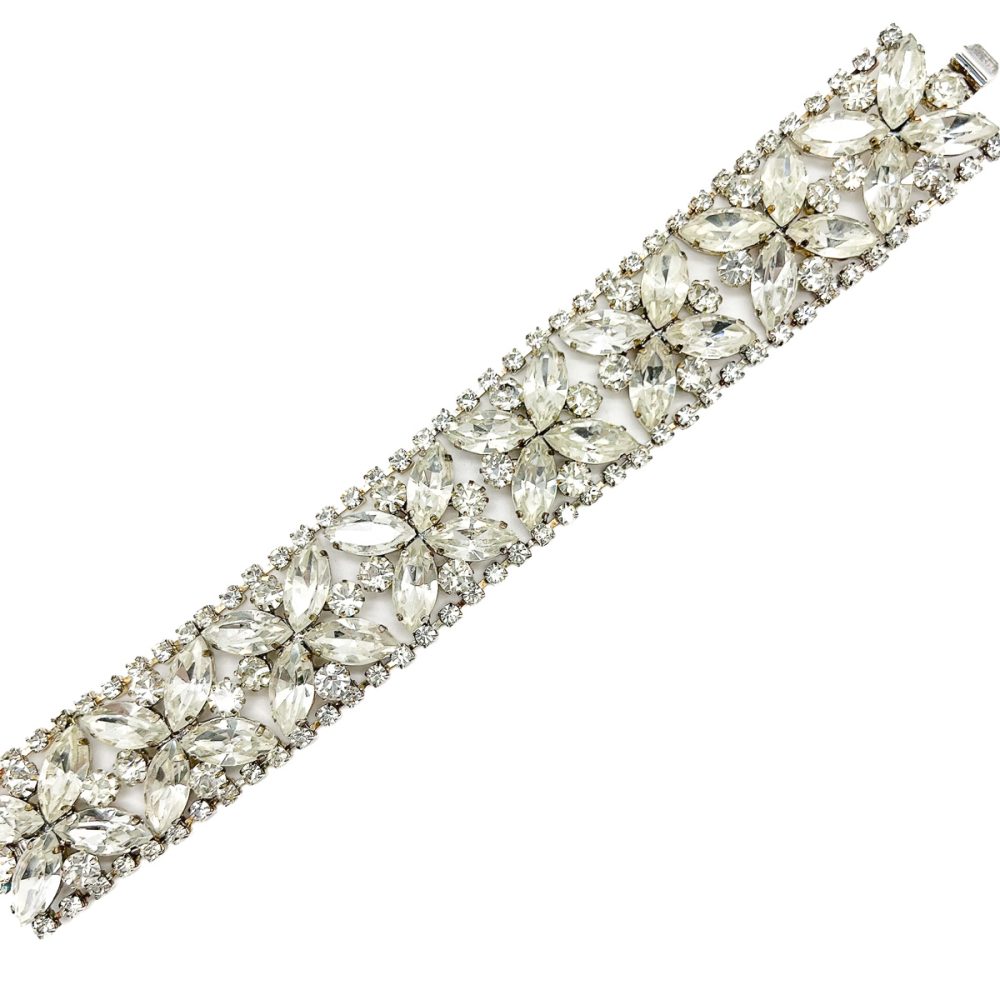 Vintage Floral Rhinestone Cuff