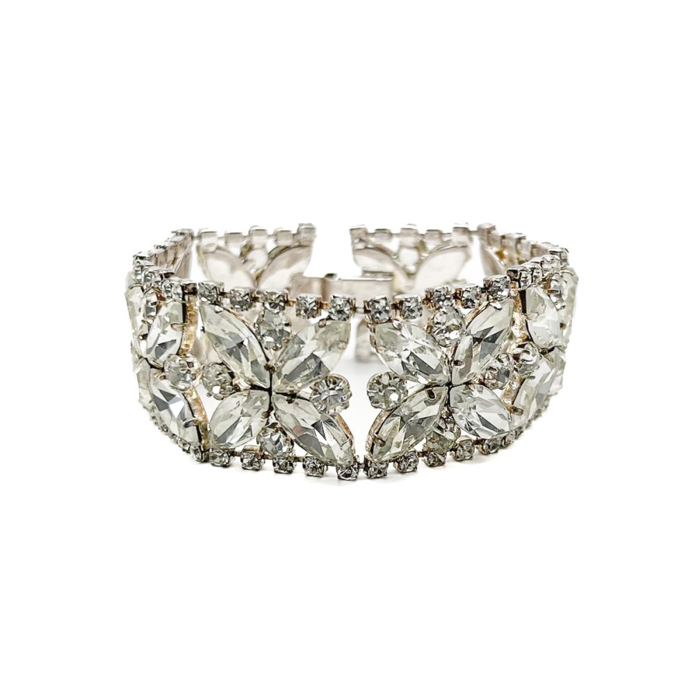 Vintage Floral Rhinestone Cuff