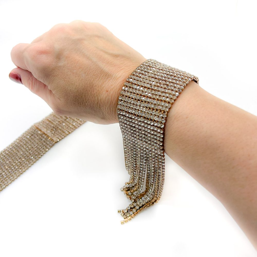Rhinestone Tassel Cuff