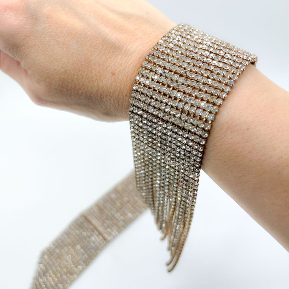 Rhinestone Tassel Cuff