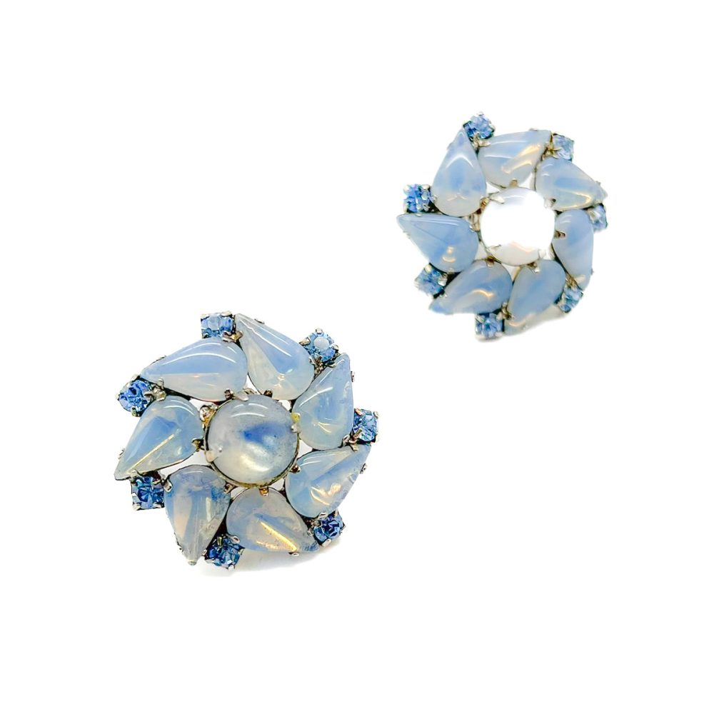 Vintage Opaline Glass Sunburst Earrings