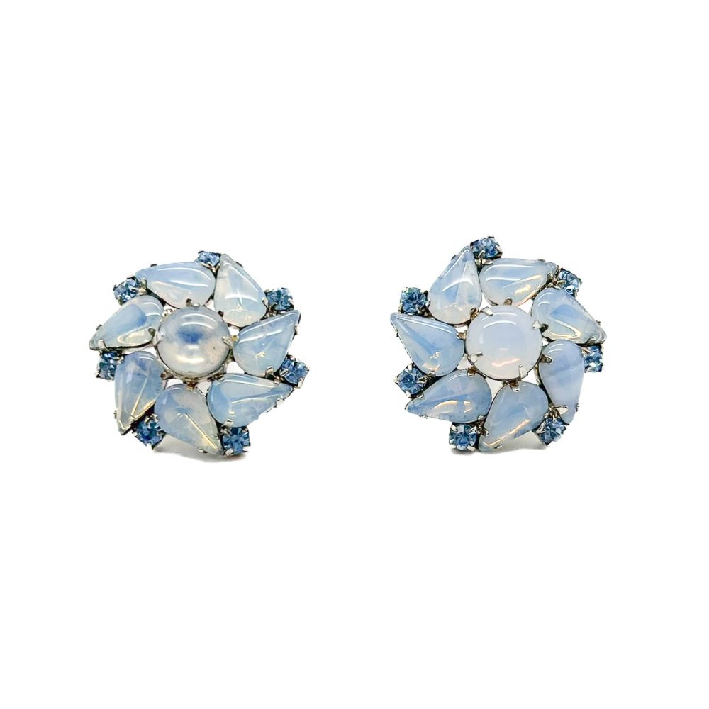Vintage Opaline Glass Sunburst Earrings