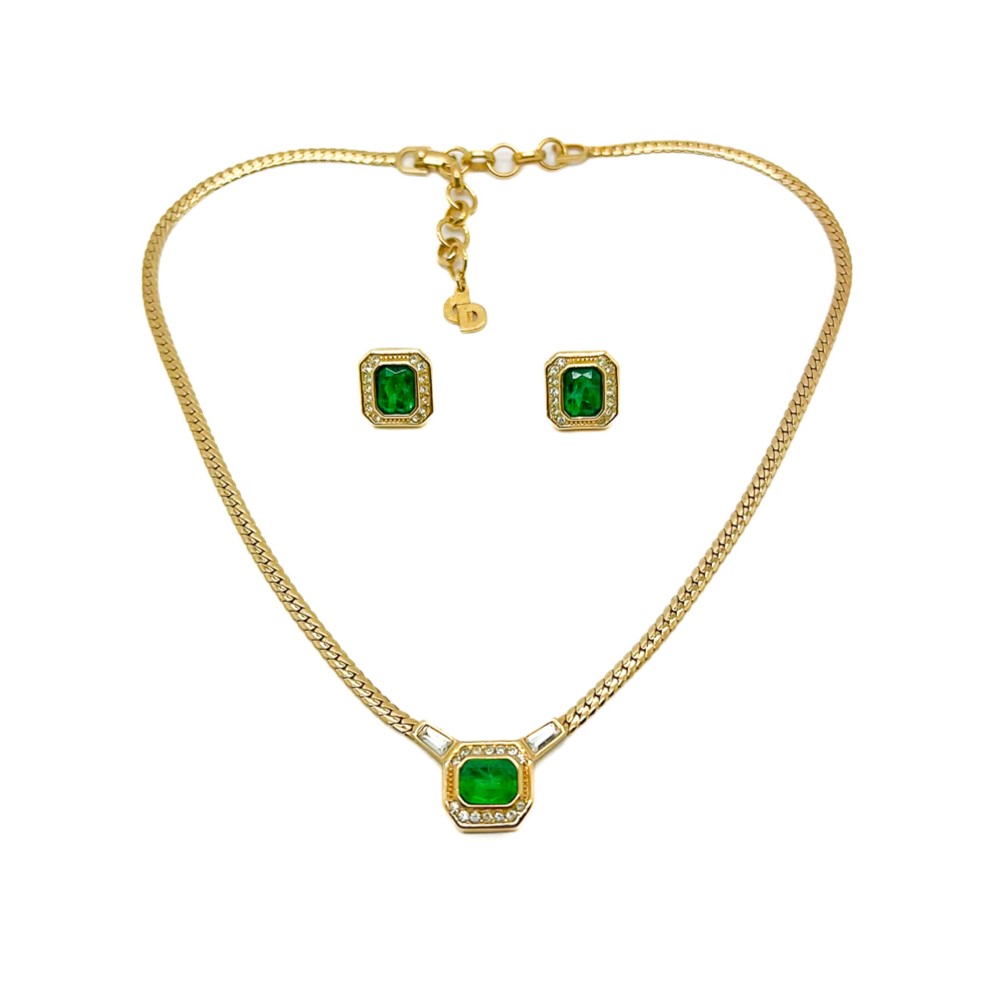 Vintage Dior Emerald Necklace and Earring