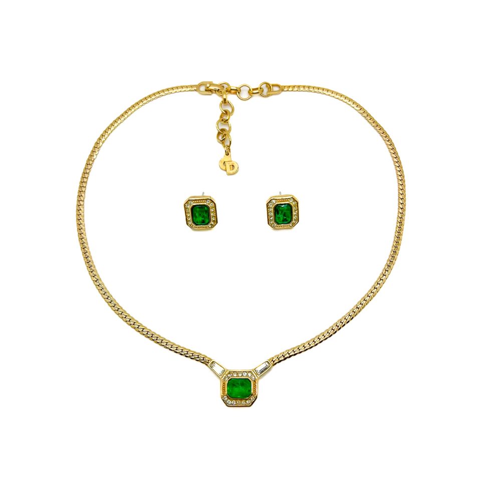 Vintage Dior Emerald Necklace and Earring